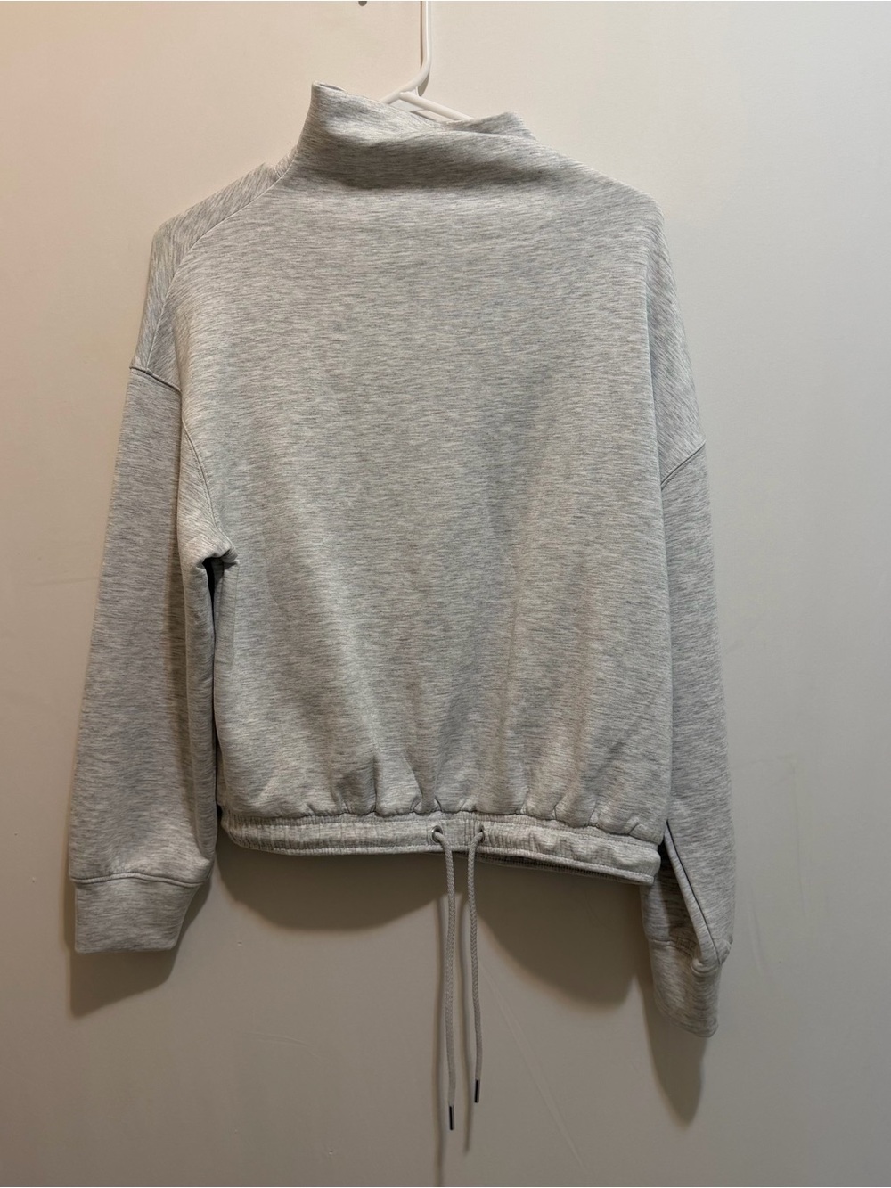 Lou & Grey Heather Light Gray Mock Neck Drawstring Sweatshirt